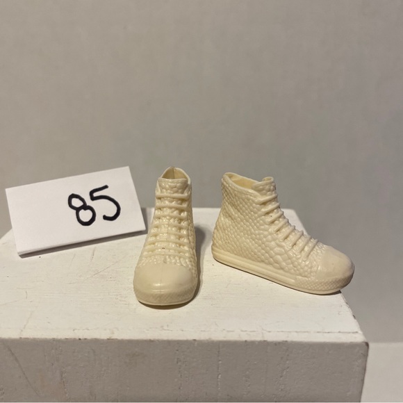 BARBIE KEN SHOES SNEAKERS OFF-WHITE CREAM HIGH-TOP TENNIS SHOES ONLY DOLL SHOES - Picture 1 of 9